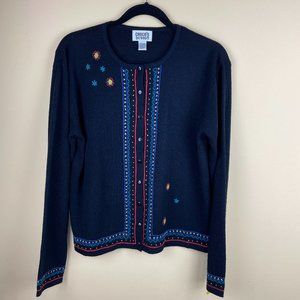 Vintage Chico's Design Cardigan Black Floral 2